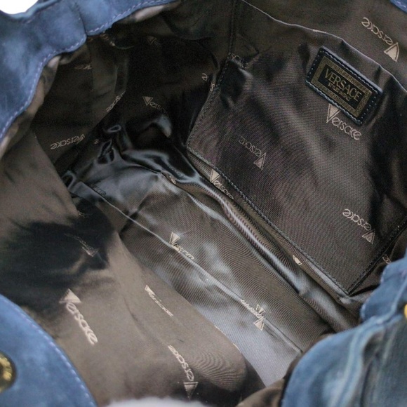 Versace Starburst Nubuck Handbag W/ Bamboo Handle ■Rare■ - Picture 7 of 9